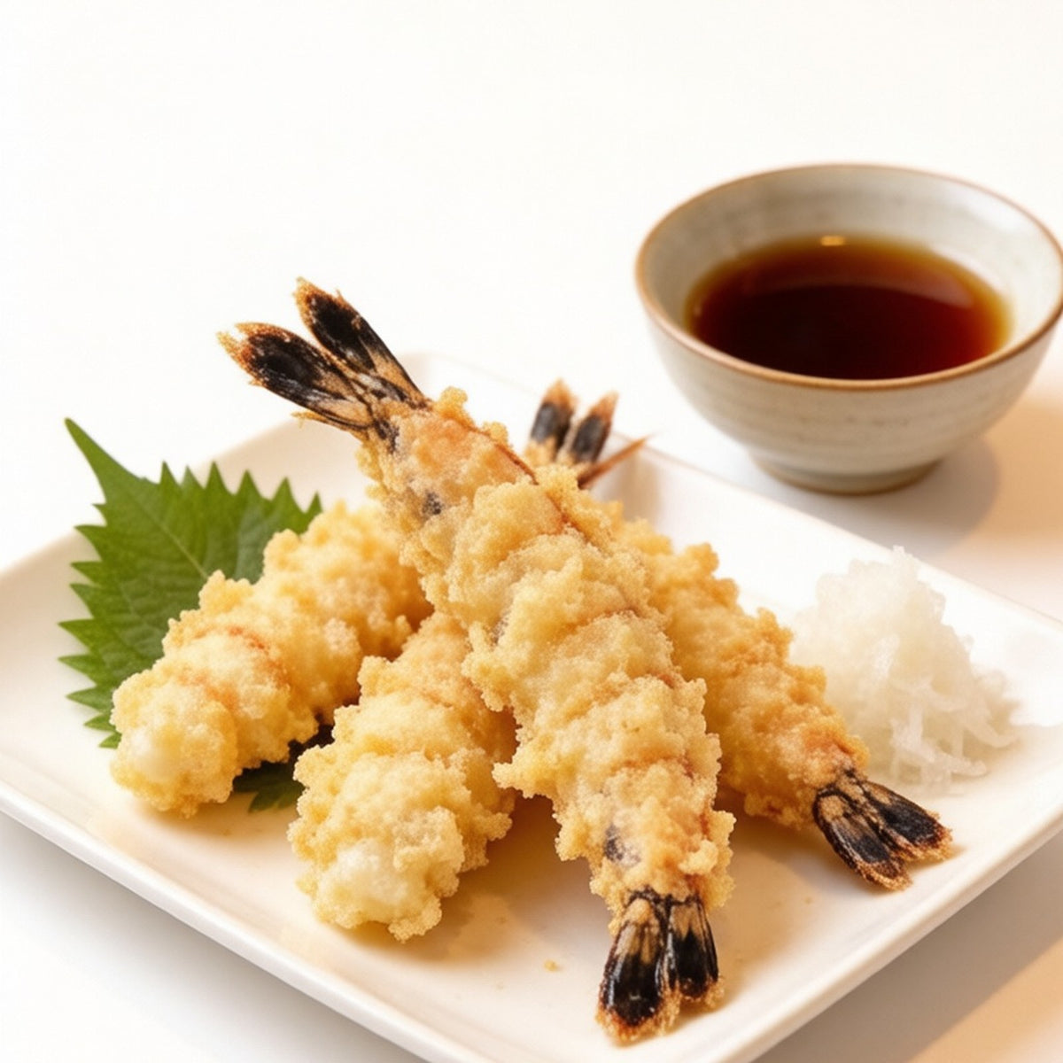 Large black tiger prawns with striped shells arranged over ice