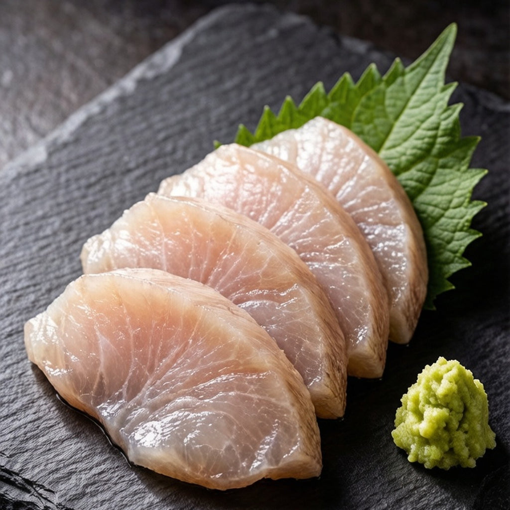 Whole abalone in the shell with a plump golden-brown muscle